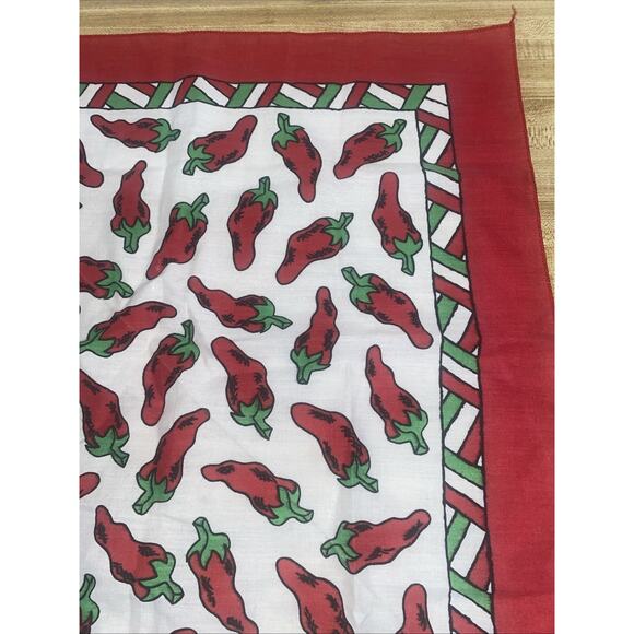 CHILI PEPPERS Print Western Southwest Biker Bandana Handkerchief 20” Square USA - Picture 3 of 6